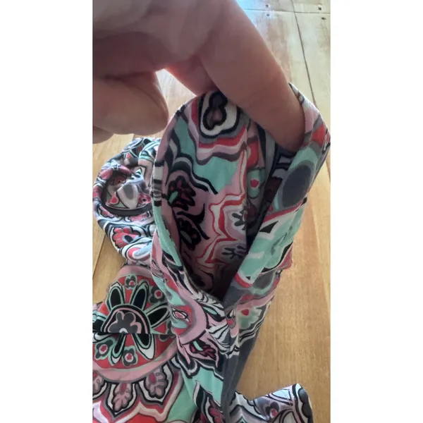 BISHUIGE Womens Large Red Teal Mandala‎ Floral V-Neck Sleeveless Pocket Dress - Image 5
