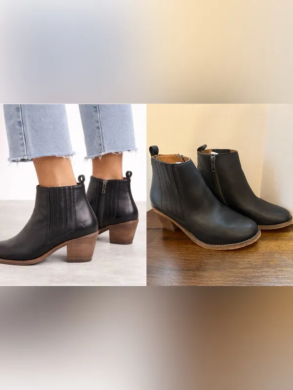 Frye Alton Chelsea Boots Women 6M Black Leather Ankle Boot Block Heel - Image 2