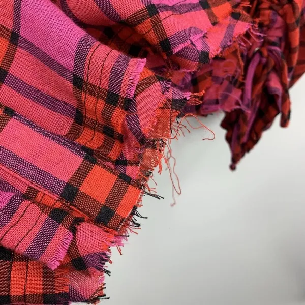 Anthro‎ We The Free People Size XS Shirt Pacific Dawn Red Pink Plaid Ruched NEW - Image 8