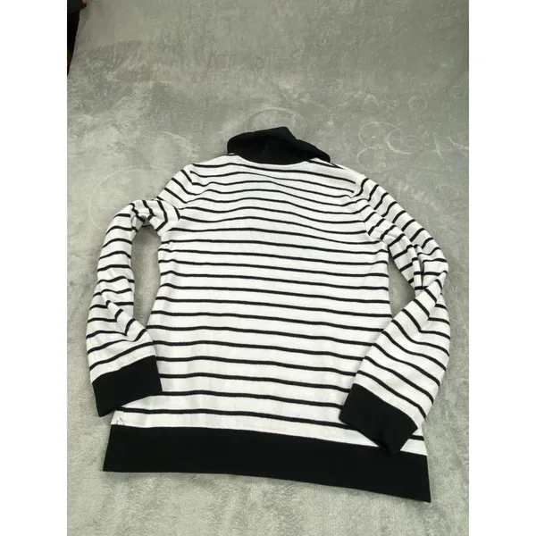 Vtg Lauren Ralph Lauren Polo Sweater Womens Small Black White Striped Toggle - Image 5