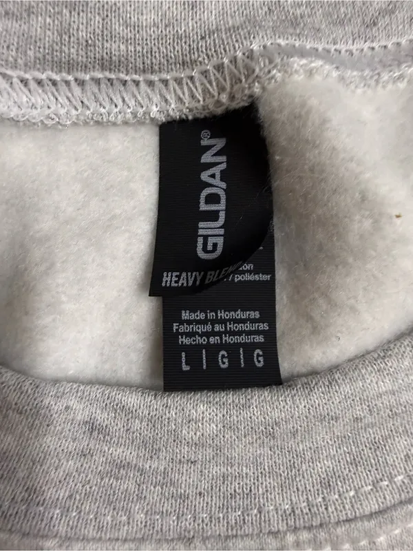 Gildan Light Gray Crewneck Sweatshirt with Boujee Patchwork Duck Motif - Image 2