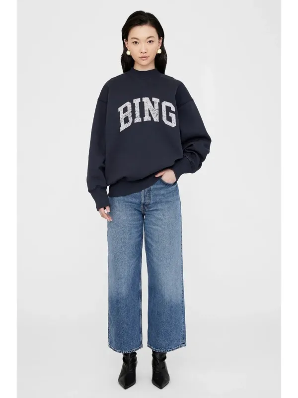Anine Bing Bradie Sweatshirt in Navy Blue Large Womens Pullover - Image 15