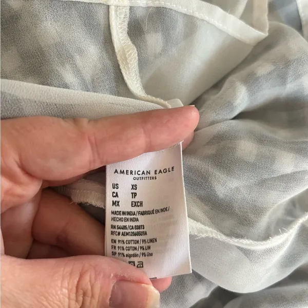 American Eagle Gingham Mini Skirt XS Black White Cotton Linen - Image 3