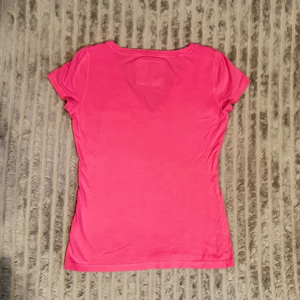 Abercrombie & Fitch‎ Y2K Womens Pink V-Neck Short Sleeve Pocket T-Shirt Size M - Image 6