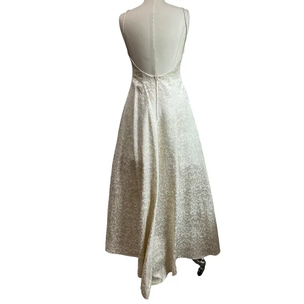 Hyphen Vintage Y2K Ivory Champagne Metallic Gold Low Back Prom Gown Sz 5/6‎ - Image 3