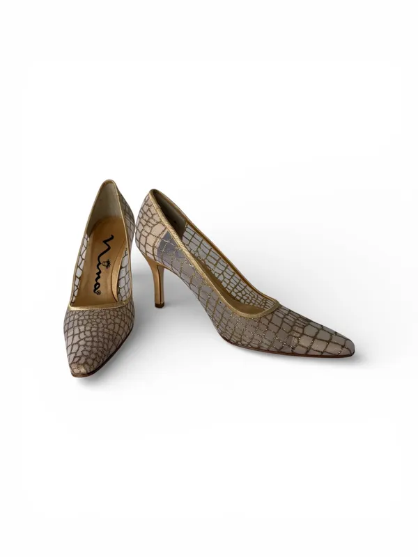 Nina Gold Mesh Heels Pumps Pointed Toe Elegant Evening Wedding Shoes Women’s - Image 4