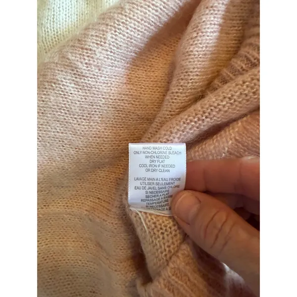 Joie Alpaca Wool Blend Sweater Small Pink Cream Colorblock Cozy - Image 11