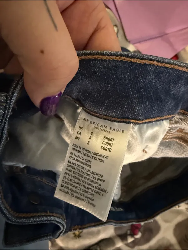 American Eagle Kick Boot Crop Jeans Women’s 8 Short Dark Wash Raw Hem - Image 8