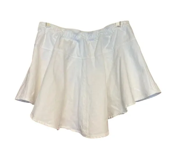 Aerie White Denim Size XL elastic waist flounce mini skirt NWT - Image 3