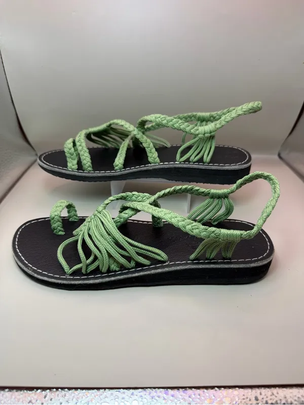 Natural and Co Green Rope Strap Sandals Women’s Approx 6.5-7 Boho - Image 4
