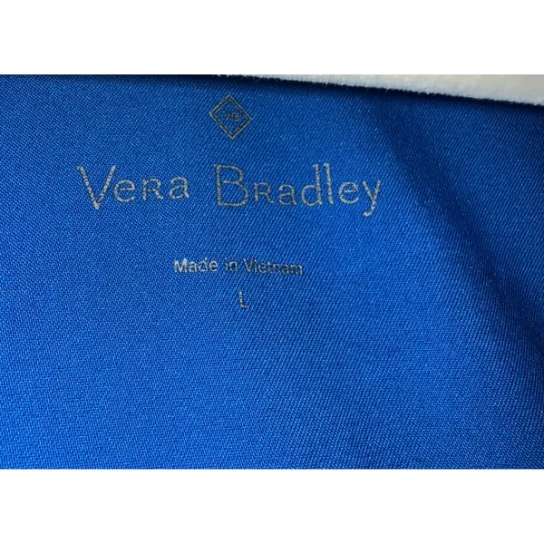 Vera Bradley Scrub Top Women Large Blue Paisley Trim V-Neck Medical Nursing‎ - Image 2