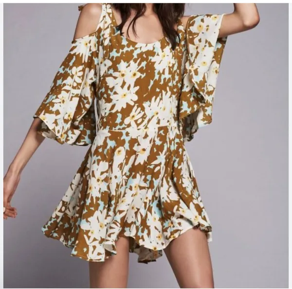 Free People FP One Lucina Floral Strappy Boho Mini Swing Dress sz S - Image 4