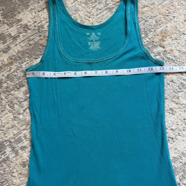 vintage y2k fairy indie boho blue/teal ribbed tank top size medium 100% cotton - Image 5