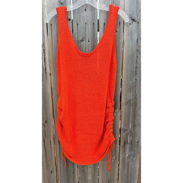 SNDYS Byron Women's Burnt Orange Crochet Scoop Back Mini Dress Sz Small - Image 3
