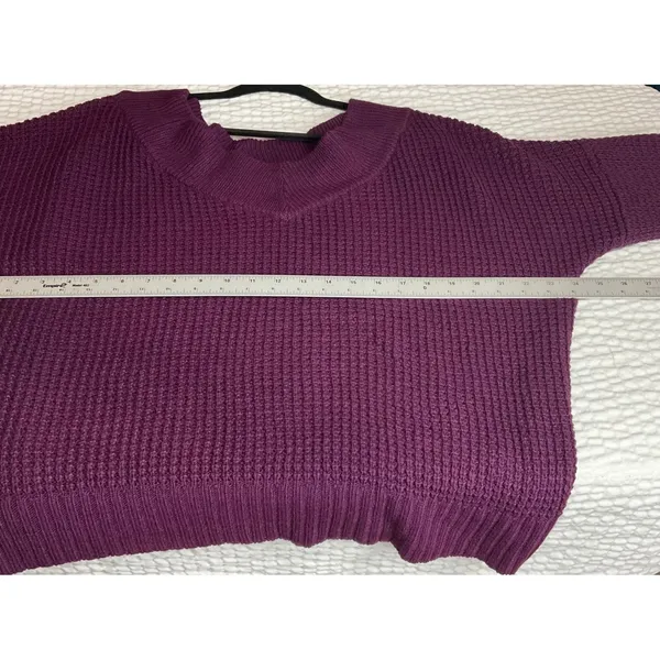 ZENANA Women's Medium Purple Waffle Knit‎ Oversized Cowl Neck Sweater - Image 5