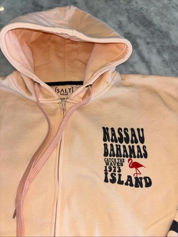Nassau Bahamas Pink Zip-Up Hoodie - Image 2