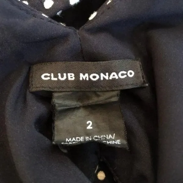 Club Monaco Marci Mini Dress Aviator Navy White Dots - Image 4
