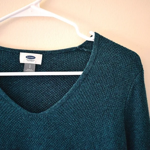 3/ $25 S-‎ Old Navy Turquoise Sweater w/ V-Neck, Comfortable, Knit, Spring, Fall - Image 2