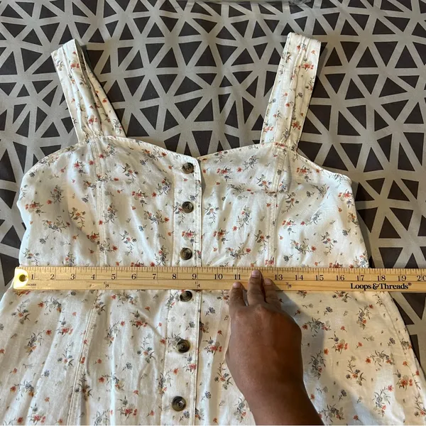 American Eagle Outfitters Ditsy Floral Cotton Linen Button Front Dress‎ Size L - Image 14