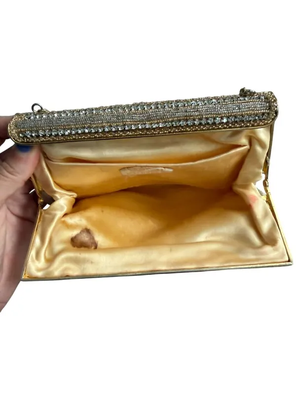 WALBORG Vintage Gold Rhinestone Cocktail Clutch Bag - Image 10