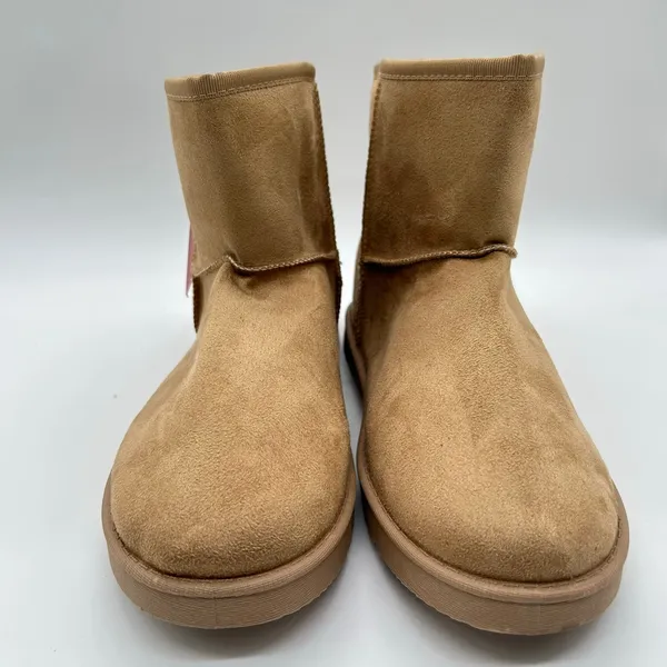 Josiny Faux Suede Boots Womens 11 Tan Classic Fur Lined Ankle‎ Booties NEW - Image 3
