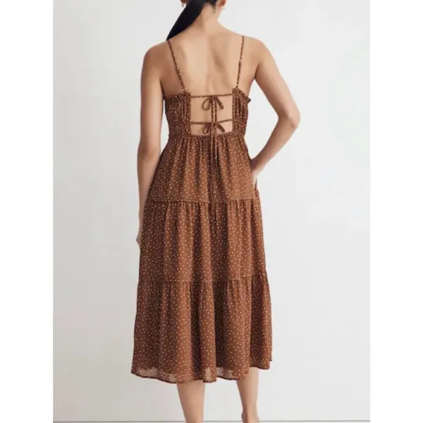 Madewell Sophia Cami Tiered Midi Dress Brown Polka Dot Sepia Size 2 Size (XS) - Image 3
