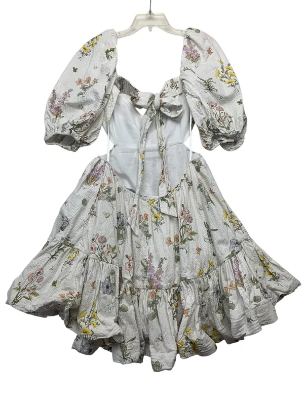 Zimmerman size 3 US size 8/10 White Floral Puff-Sleeve mini dress - Image 13