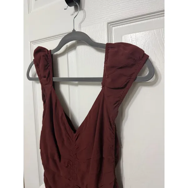 Wilfred‎ Aritzia Ruched Cap Sleeve Mini Dress Wine Red Bodycon - Image 6