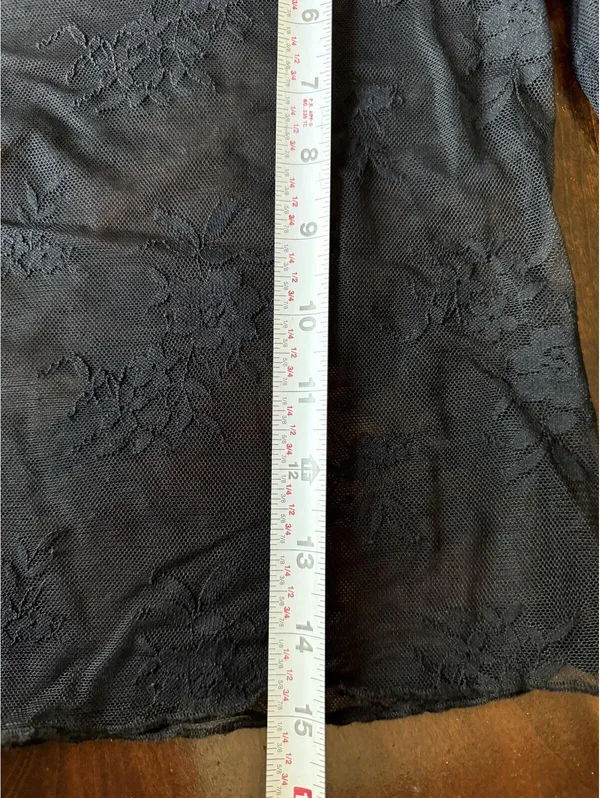Black Sheer Floral Lace Long Sleeve Top - Image 9