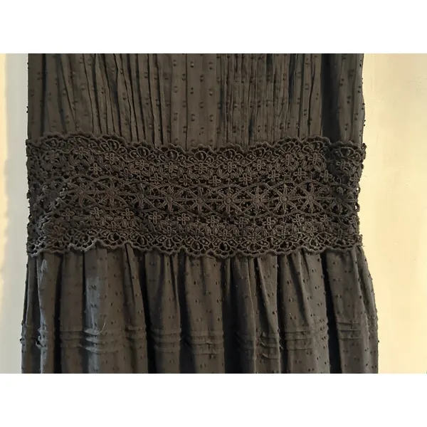 Anthropologie Love The Label Black Flocked Lace Crochet Tiered Cotton Maxi Sz XS - Image 7