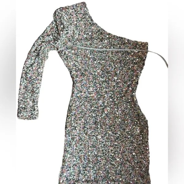 For Love & Lemons Rainbow‎ Sequin One Shoulder Bodycon Mini Dress Size S NWT - Image 10