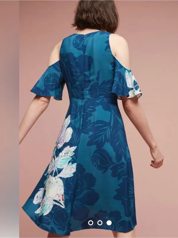 Maeve by Anthropologie Floral Elia Dress in Turquoise Size 2 - Image 2