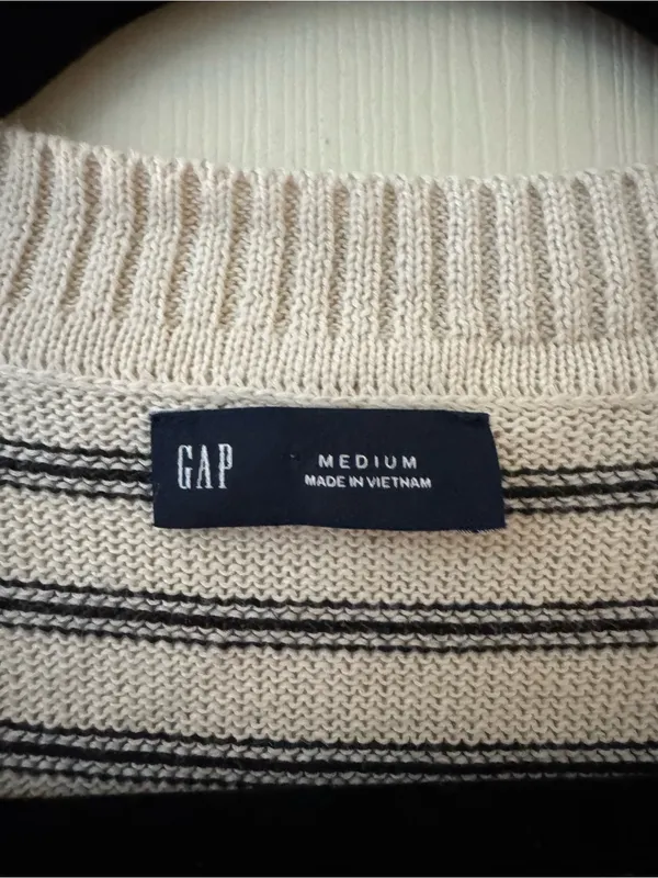 GAP Striped V-Neck Button Sweater Vest - Image 2