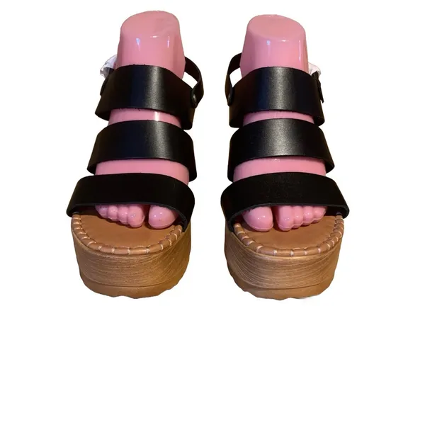 Musse And Cloud Black Leather "Frisa" Platform Sandals (10) - Image 3