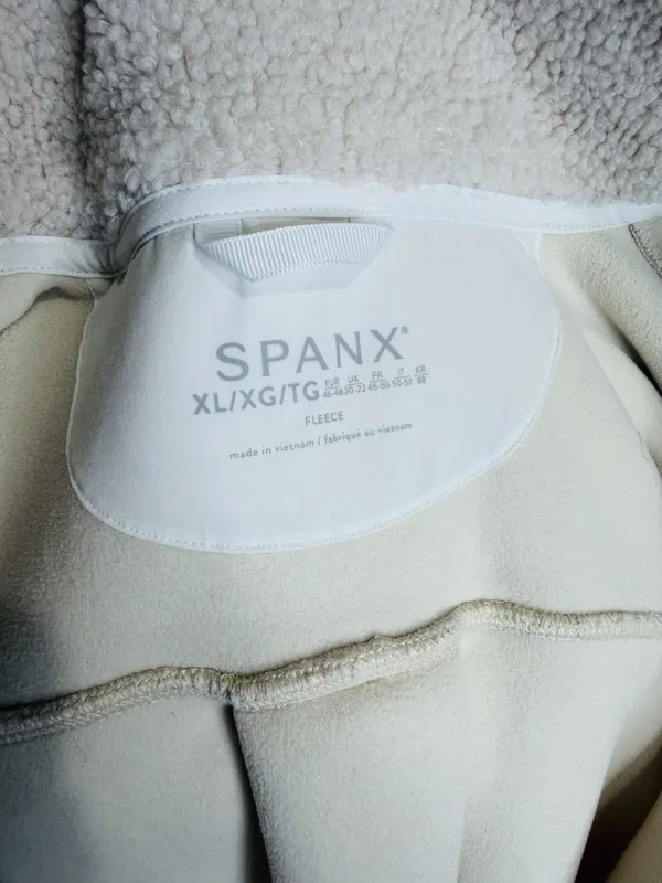 Spanx Luxe High Pile Fleece Shirt Jacket Cream Sz XL Collared Shacket Button Up - Image 13