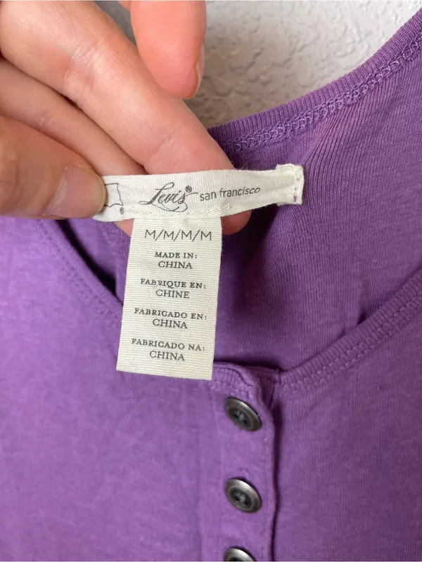 Levi's Purple Scoop Neck Henley Tank Top Size M - Image 5