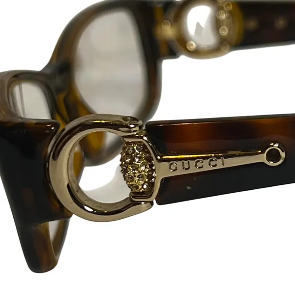 Gucci Eyeglasses Womens GG 3553 Dark Tortoise Gold Horsebit Crystal Frames Only - Image 3