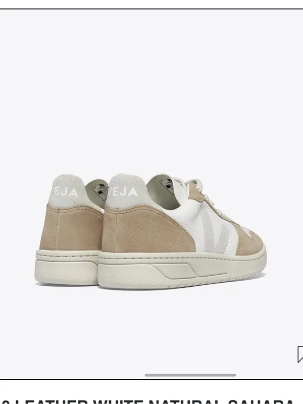 Veja V-10 Leather White Natural Sahara Sz 7/38 - Image 3