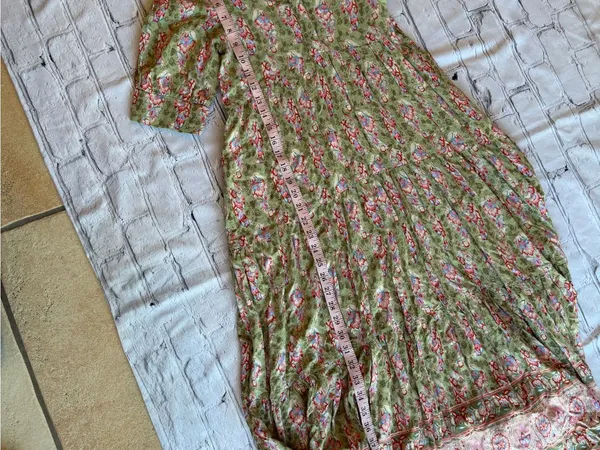 Natural Life Long Maxi Floral Cottage Core Dress XS Prairie Feminine Short Sleev - Image 14