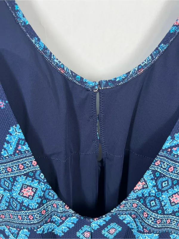 Aerie Boho Print Button Front Full Coverage One Piece Swimsuit XL - Image 7
