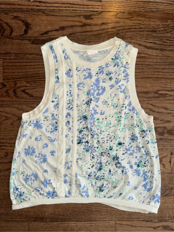 Free People Movement FP Hatch XS Maternity Workout Tank Floral Blue Pilates Yoga - Image 2