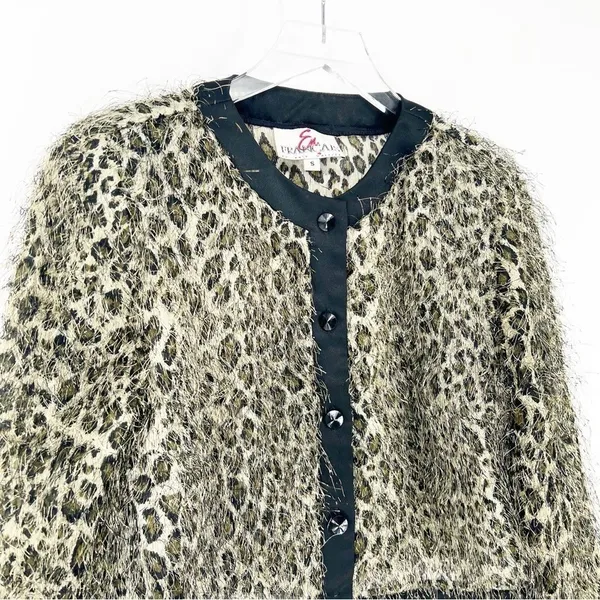 Vintage En Francais by Huey Waltzer Animal Print Eyelash‎ Jacket Size S MobWife - Image 5
