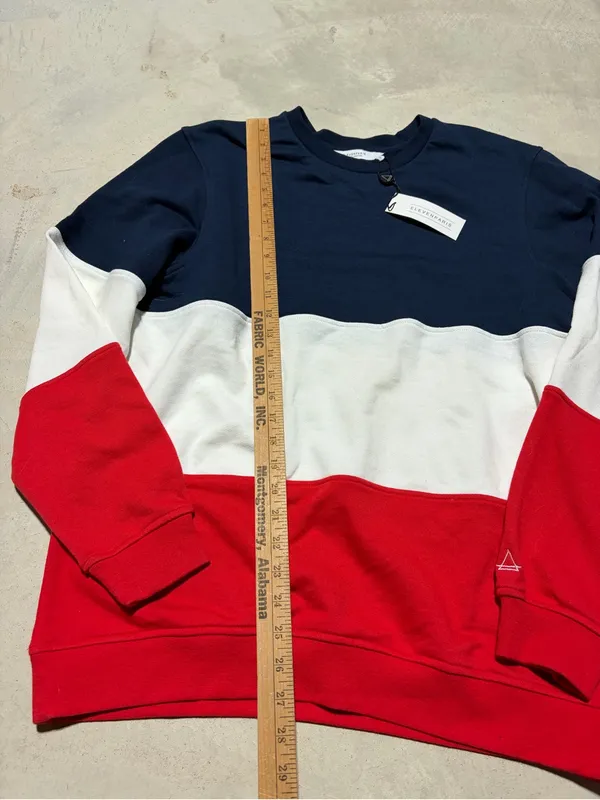 Eleven Paris NWT Tanner Colorblock Crewneck sweatshirt Navy White Red large - Image 8