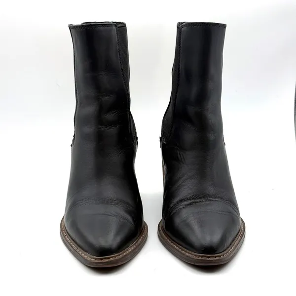 Crown Vintage Pimmy Chelsea Boots 7.5 Black Leather Pointed Toe Block‎ Heel - Image 4