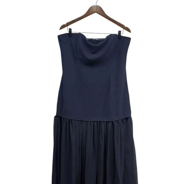 Showpo Strapless Ruched Fit And Flare Jocelyn Maxi Dress in Navy size 14 NWT - Image 5