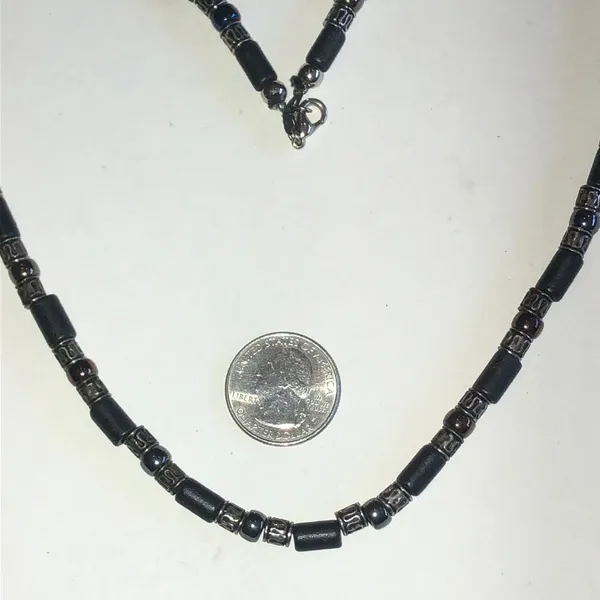 Black Metallic Beaded Boho Necklace - Image 4