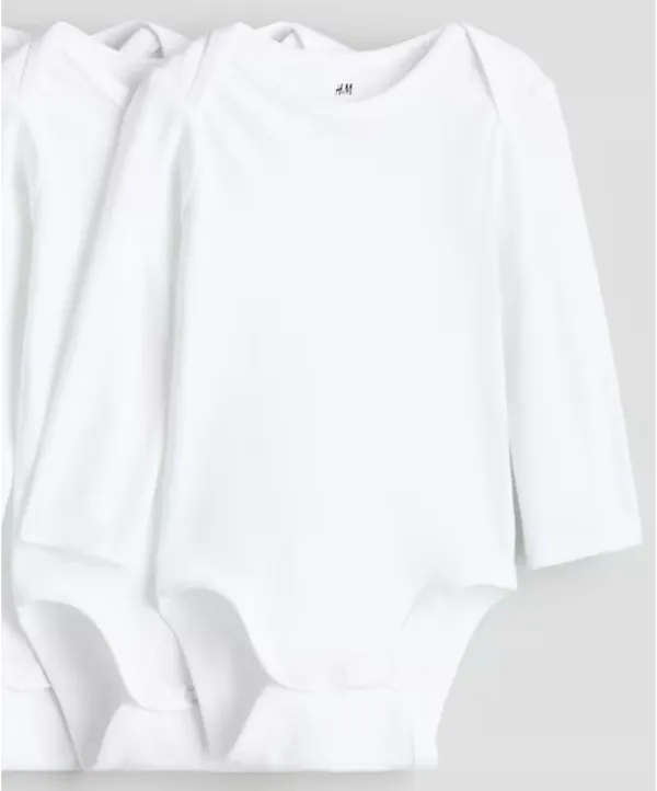 H&M White Long Sleeve Top Bodysuit L - Image 2