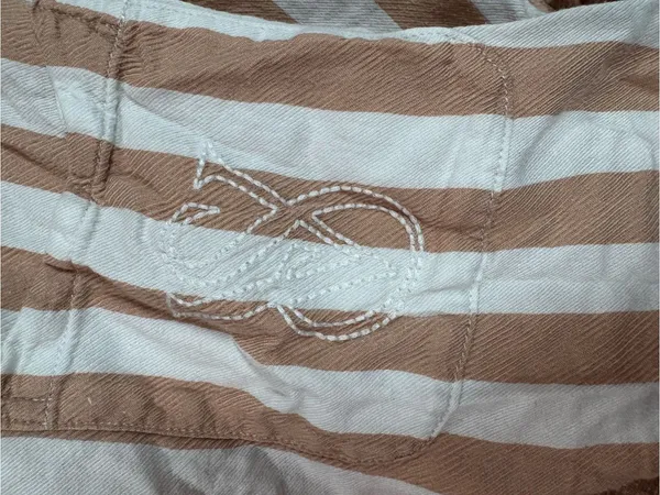 Victoria Secret Striped Wide-Leg Pajama Set- Beige & White - Image 3