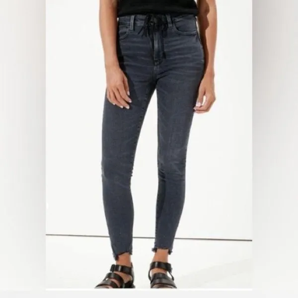 American Eagle Washed Black Mid Rise Skinny Jeans - Image 2