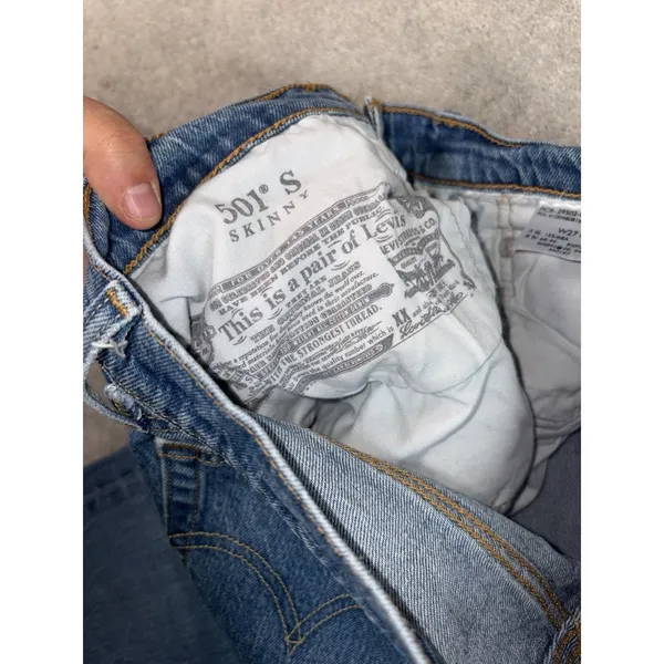 Levi's Premium women 501 S Skinny Jeans Blue Light‎ Wash 5-Pocket 27x28 - Image 5